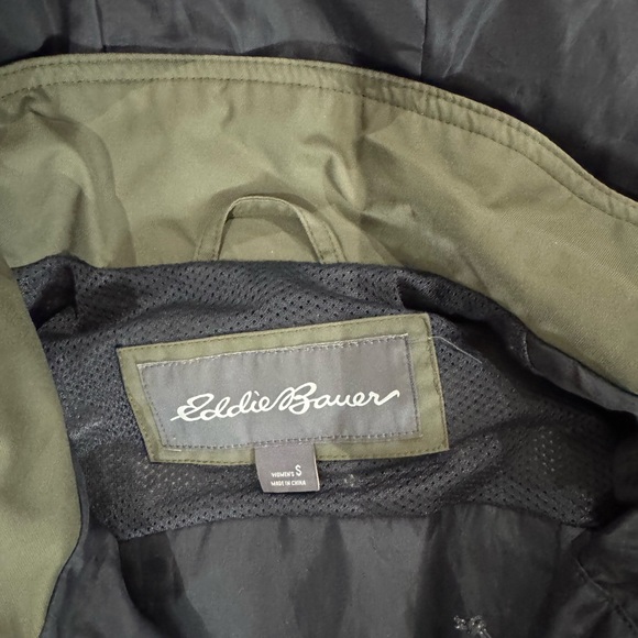 Eddie Bauer Olive Hooded Rain Jacket - Picture 2 of 5